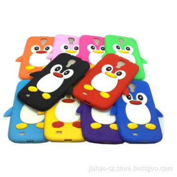 Newon Cartoon Penguin Silicone Case Back Cover for Samsung Galaxy S4 I9500 Colorful